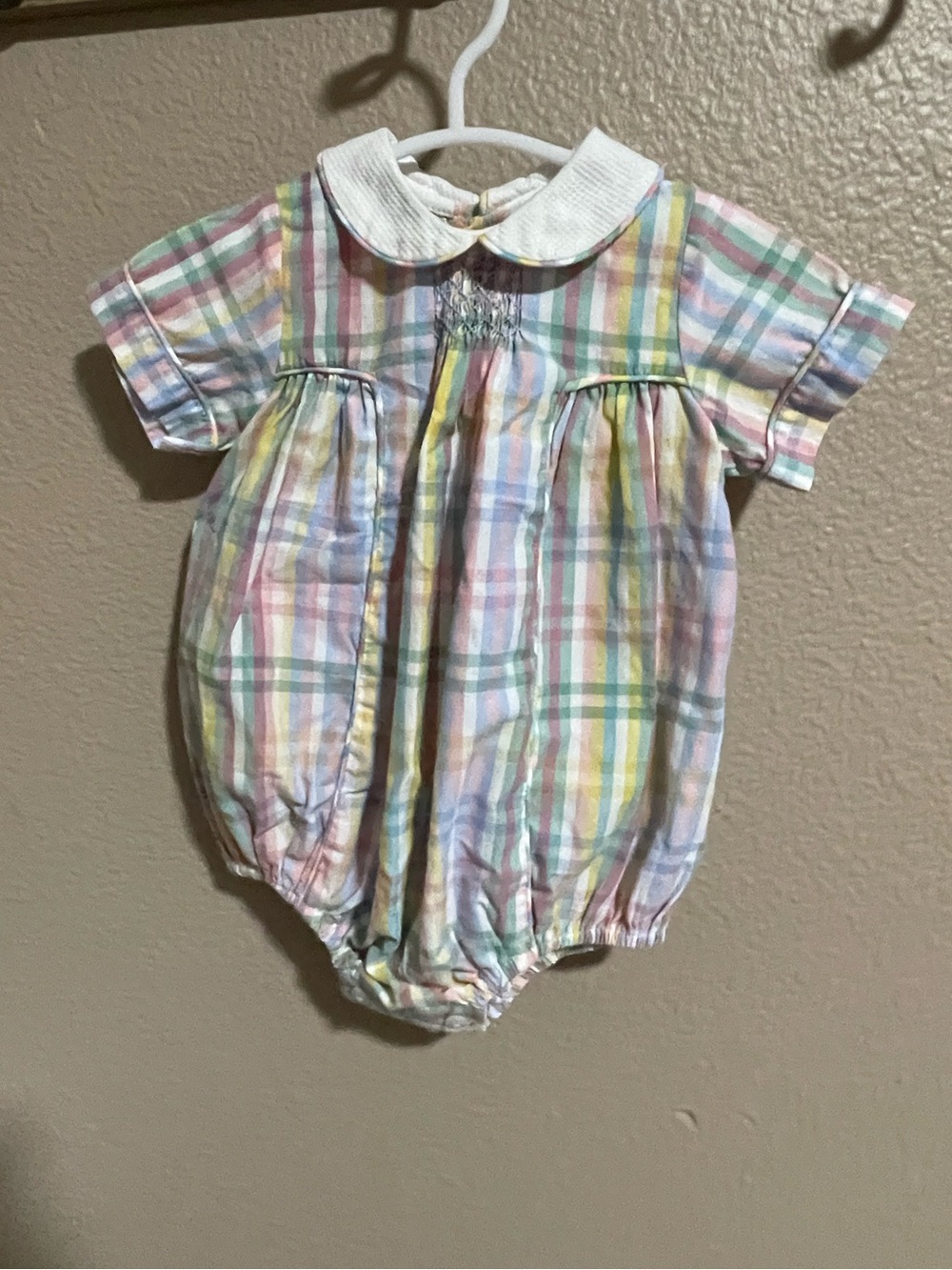 Pastel Plaid Peter Pan Collar Baby Romper